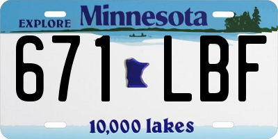 MN license plate 671LBF