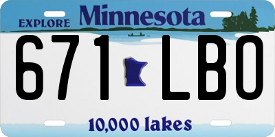 MN license plate 671LBO