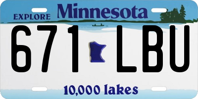 MN license plate 671LBU