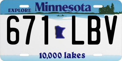 MN license plate 671LBV