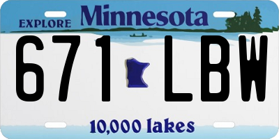 MN license plate 671LBW