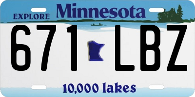 MN license plate 671LBZ