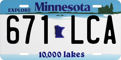 MN license plate 671LCA