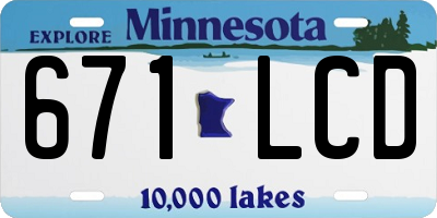 MN license plate 671LCD