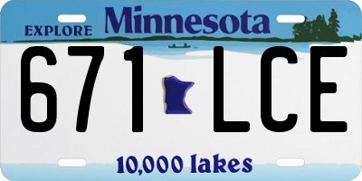 MN license plate 671LCE