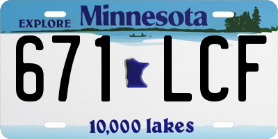 MN license plate 671LCF