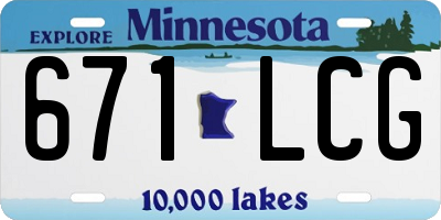 MN license plate 671LCG