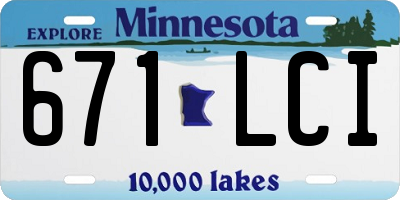 MN license plate 671LCI