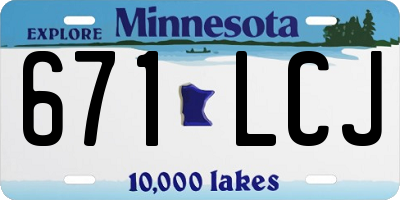 MN license plate 671LCJ