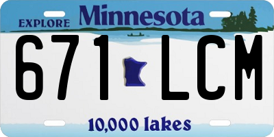 MN license plate 671LCM