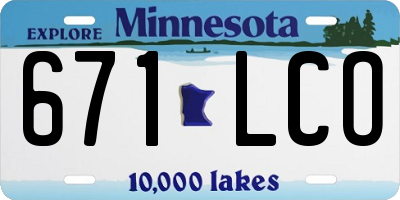 MN license plate 671LCO