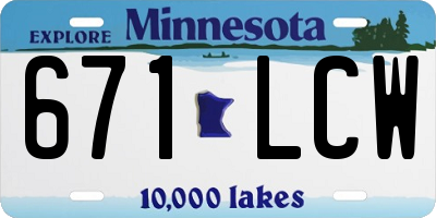 MN license plate 671LCW