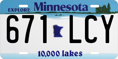 MN license plate 671LCY