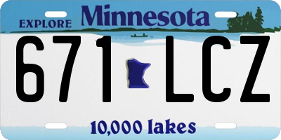 MN license plate 671LCZ
