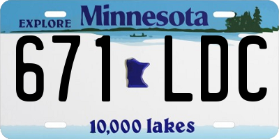 MN license plate 671LDC