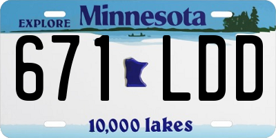 MN license plate 671LDD