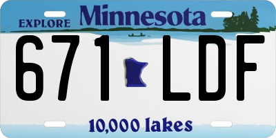 MN license plate 671LDF