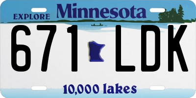 MN license plate 671LDK