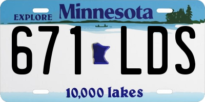 MN license plate 671LDS