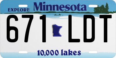 MN license plate 671LDT