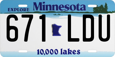 MN license plate 671LDU