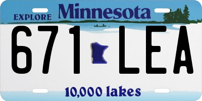 MN license plate 671LEA