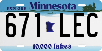 MN license plate 671LEC
