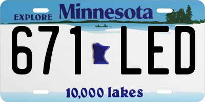 MN license plate 671LED