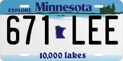 MN license plate 671LEE