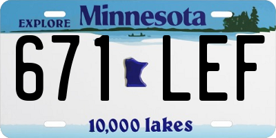 MN license plate 671LEF