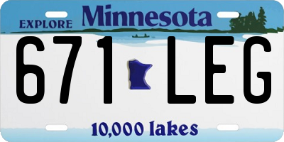 MN license plate 671LEG