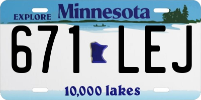 MN license plate 671LEJ