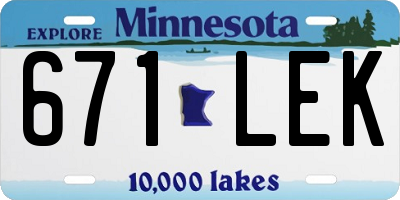 MN license plate 671LEK