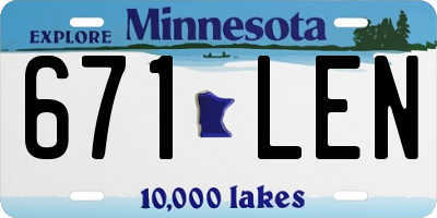 MN license plate 671LEN