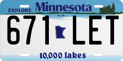 MN license plate 671LET