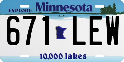 MN license plate 671LEW
