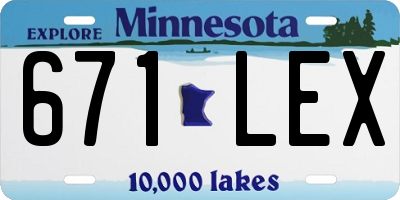 MN license plate 671LEX
