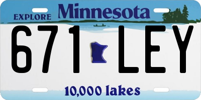 MN license plate 671LEY