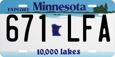 MN license plate 671LFA