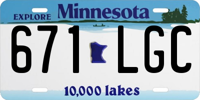 MN license plate 671LGC