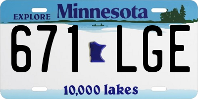 MN license plate 671LGE