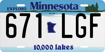 MN license plate 671LGF