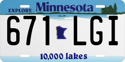 MN license plate 671LGI
