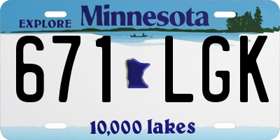 MN license plate 671LGK