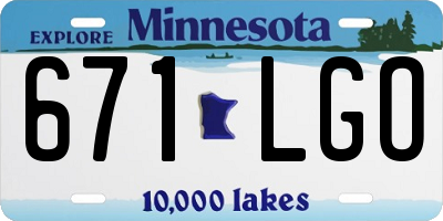 MN license plate 671LGO