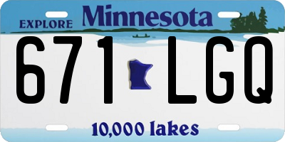 MN license plate 671LGQ