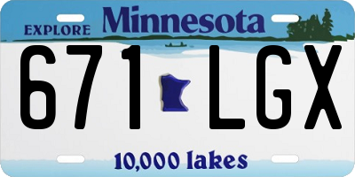 MN license plate 671LGX