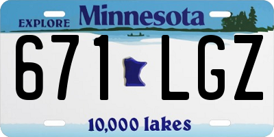 MN license plate 671LGZ