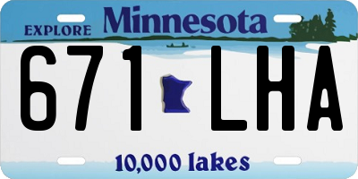 MN license plate 671LHA
