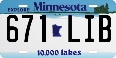 MN license plate 671LIB